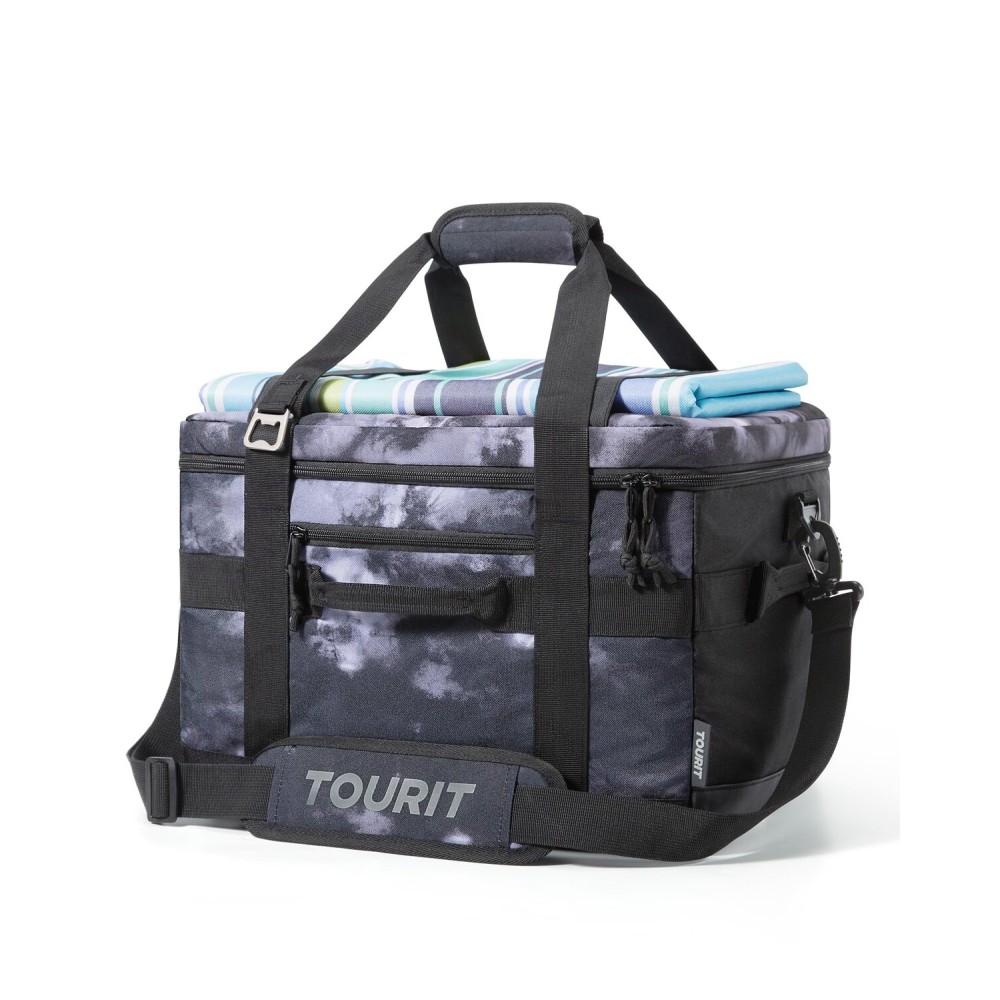 TOURIT Insulated Collapsible Cooler Bag, 48-Can 32L Large Soft Cooler for Picnic, Beach, Work, Travel, Tie-Dyed Black
