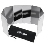 Camp Stove Windscreen, Ohuhu Camping Stove Windscreen 8 Plates Aluminum Folding Portable Camping Stove Windshield Grill Wind Screen for Camp with Carry Bag for Camping Hiking Picnic Backpacking