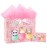 Loveinside Baby Girl Gift Bag Pink Animal Design with Tissue Paper and Greeting Card for Baby Shower, New Parents, and More - 13 x 10 x 5, 1 Pcs