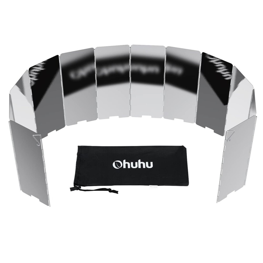 Ohuhu Camp Stove Windscreen 12 Plates Aluminum Folding Portable Camping Stove Windshield Cooker Stove Wind Screen with Carry Bag, for Camping Picnic, Backpacking, Cooking