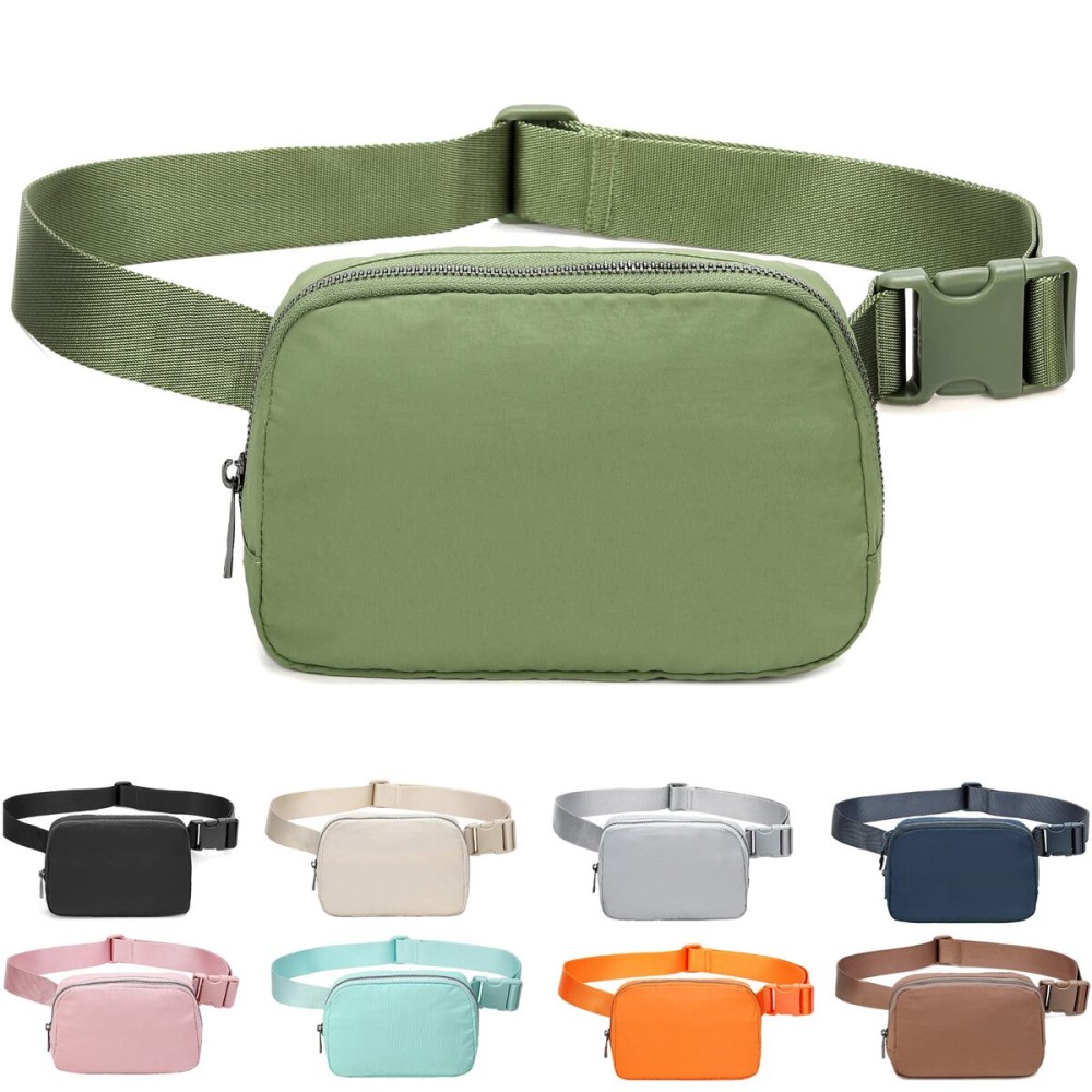 Fanny Belt Bag Waist Pack Crossbody Bags Bum Bag for Running Hiking Travel Workout Adjustable Strap for Women-green