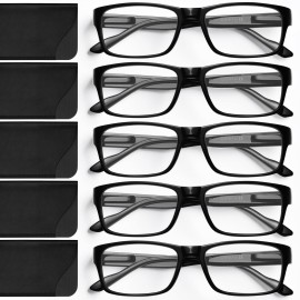 Gaoye Reading Glasses Blue Light Blocking, Readers for Women Men Anti Glare Filter Lightweight Spring Hinge Eyeglasses (5-pack Light Black with Case, 2.75)