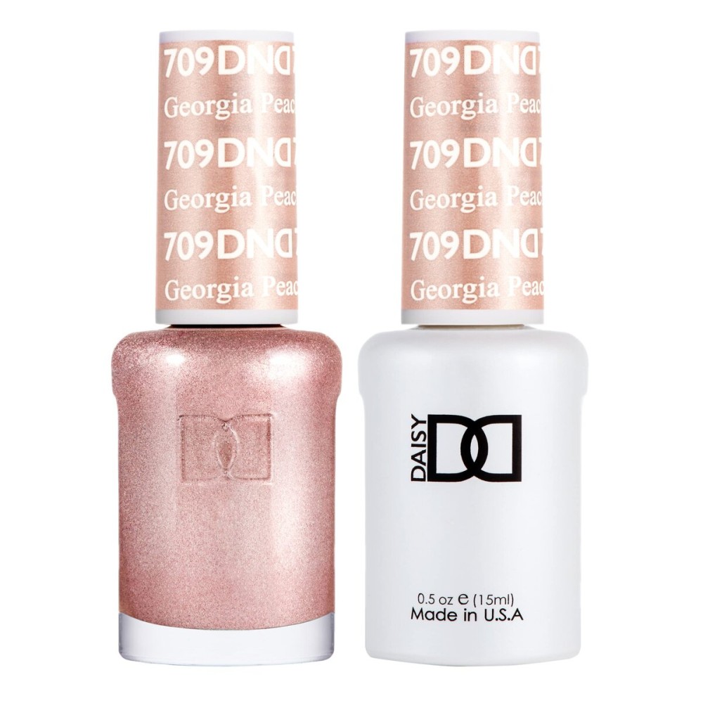 DND Gel Polish Set, Beige Nude Collection, UV/LED Gel Polish and Air Dry Nail Lacquer, Matching Chip-Free Polish Duo, 709 Georgia Peach, 0.5 Fl Oz