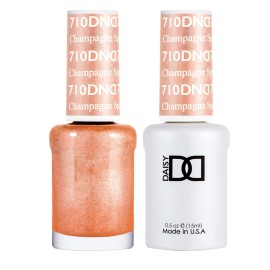DND Gel Polish Set, Beige Nude Collection, UV/LED Gel Polish and Air Dry Nail Lacquer, Matching Chip-Free Polish Duo, 710 Champagne Sparkles, 0.5 Fl Oz