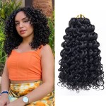 GoGo Curl Crochet Hair for Women Water Wave Curly Crochet Hair Wavy Human Hair Deep Wave Beach Curl Crochet Synthetic Hair Extensions (12 inch(Pack of 6), 1B Natural Black)