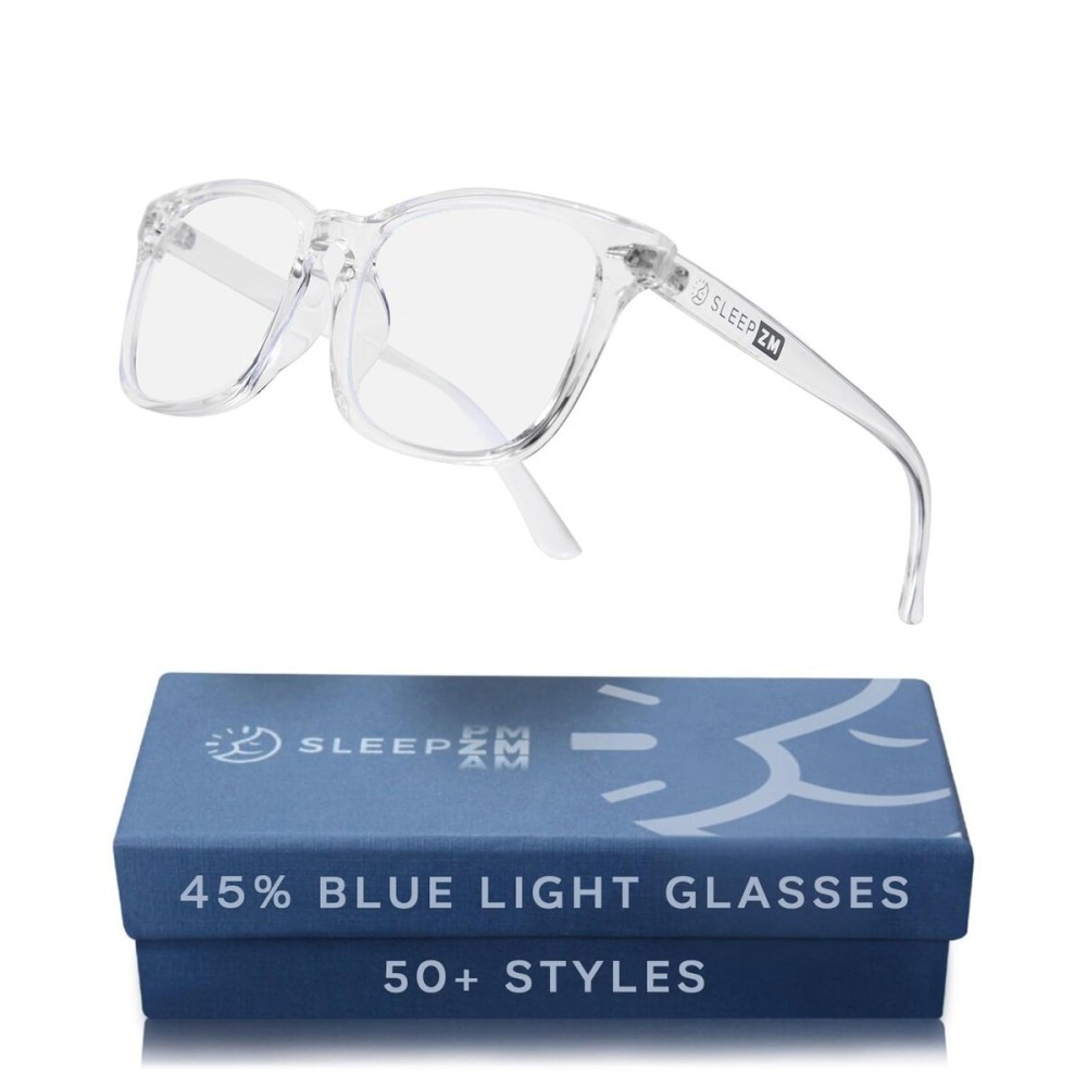 Sleep ZM Blue Light Blocking Glasses for Women + Men - Better Sleep + Anti Eye Strain Protection - Computer Screens & Gaming - Crystal Clear - Daytime Clear Lens