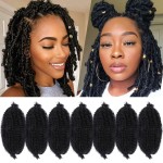 Marley Hair 10 Inch Black 7 Packs Pre Separated Springy Afro Twist Hair Marley Twist Braiding Hair for Faux Locs Crochet Hair Pre Fluffed Spring Twist Hair Extensions (10,1B)