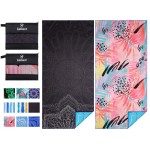 2 Pack Lightweight Thin Beach Towel Oversized 71x32 Big Extra Large Microfiber Sand Free Towels for Adult Quick Dry Travel Camping Beach Accessories Vacation Essential Gift Black Mandala Pink Leaf