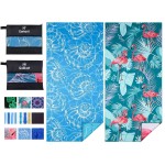 2 Pack Lightweight Thin Beach Towel Oversized 71x32 Big Extra Large Microfiber Sand Free Towels for Adult Quick Dry Travel Camping Beach Accessories Vacation Essential Gift Blue Shell Flamingo