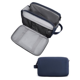 BAGSMART Toiletry Bag for Men, Travel Toiletry Organizer Dopp Kit Water-resistant Shaving Bag for Toiletries Accessories, Door Room Essentials,Navy Blue-large
