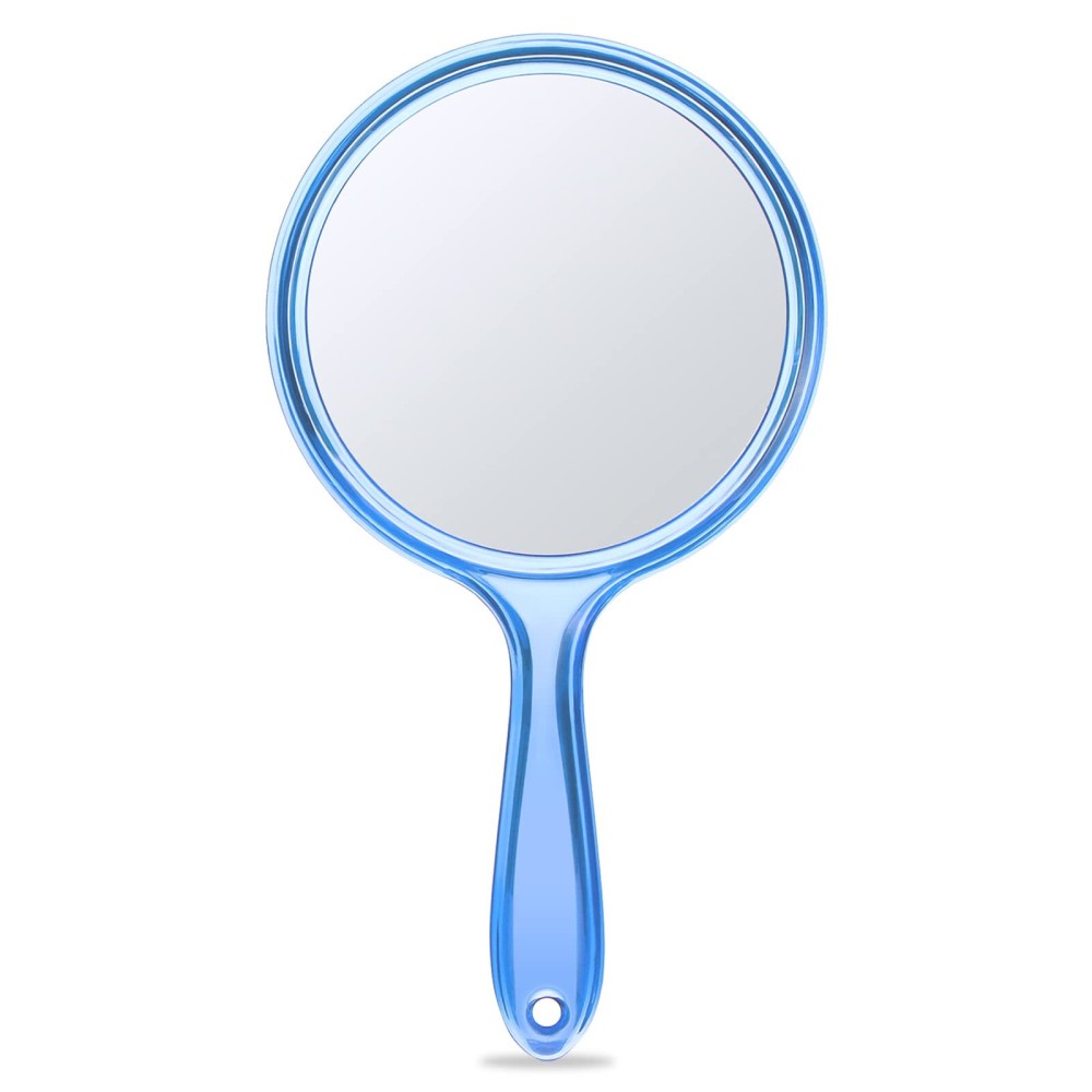 OMIRO Hand Mirror, Double-Sided Handheld Mirror 1X/3X Magnifying Mirror with Handle, Pack of 1 (Transparent Blue)