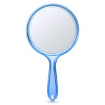 OMIRO Hand Mirror, Double-Sided Handheld Mirror 1X/3X Magnifying Mirror with Handle, Pack of 1 (Transparent Blue)
