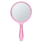 OMIRO Hand Mirror, Double-Sided Handheld Mirror 1X/3X Magnifying Mirror with Handle, Pack of 1 (Transparent Pink)