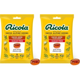 Ricola Sugar Free Original Natural Herb Cough Drops, 19 Count, Cough Suppressant & Throat Relieving Drops with Naturally Sourced Menthol - Pack of 2