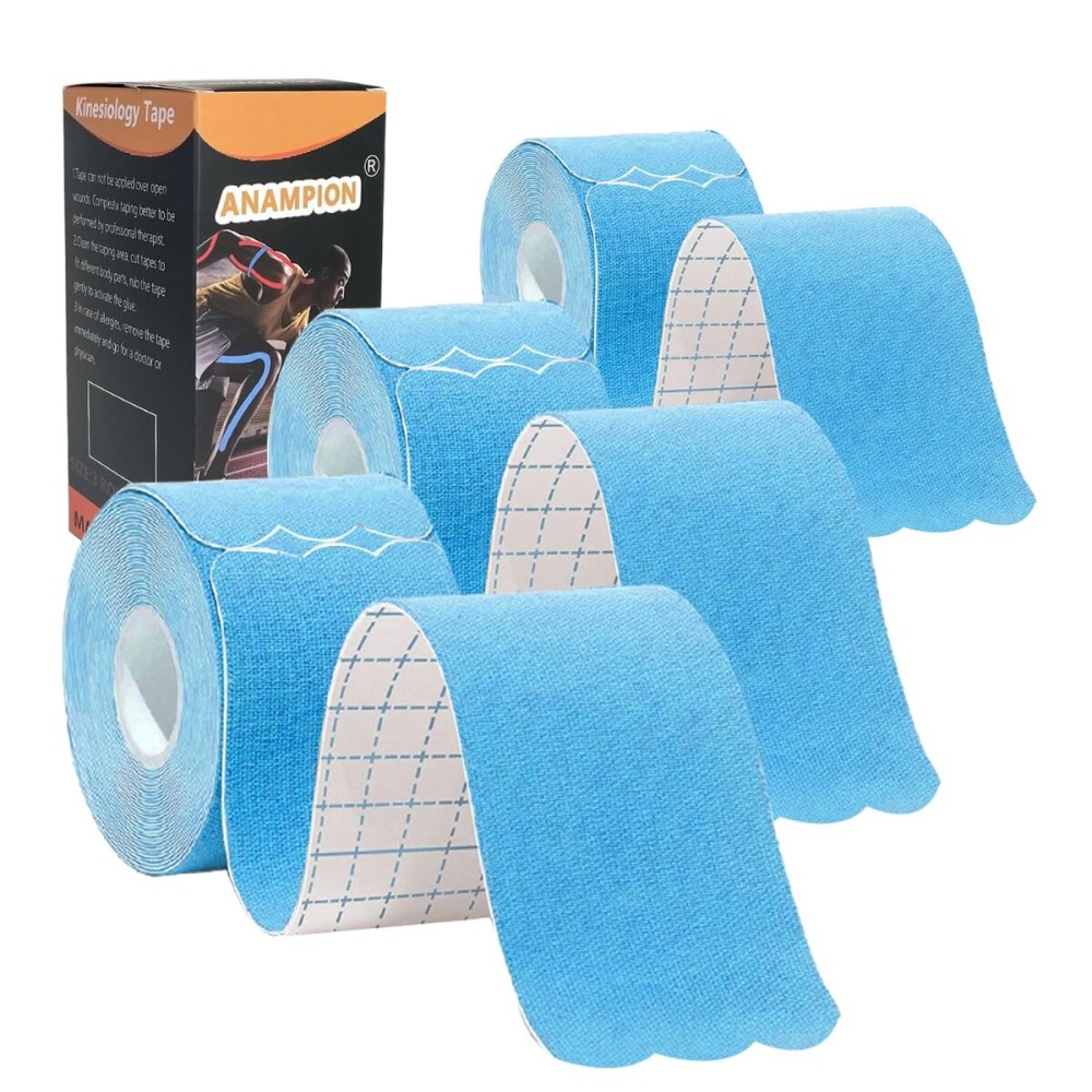 Kinesiology Tape Pro Athletic Sports (3 Rolls,60 Precut Strips) Waterproof Breathable Latex Free Tape for Ankle Wrists Knees Elastic Running Tennis Swimming Football Sports Activities Tapes(Blue)