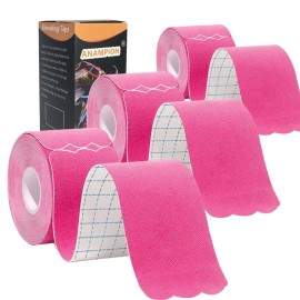 Kinesiology Tape Pro Athletic Sports (3 Rolls,60 Precut Strips) Waterproof Breathable Latex Free Tape for Ankle Wrists Knees Elastic Running Tennis Swimming Football Sports Activities Tapes(Pink)