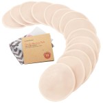Organic Nursing Pads - 14 Washable Breast Pads for Breastfeeding, Wash Bag, Viscose Derived from Bamboo Reusable Nipple Covers for Breastfeeding Essentials, Soft & Absorbent (Bare Beige, XL 5.5)
