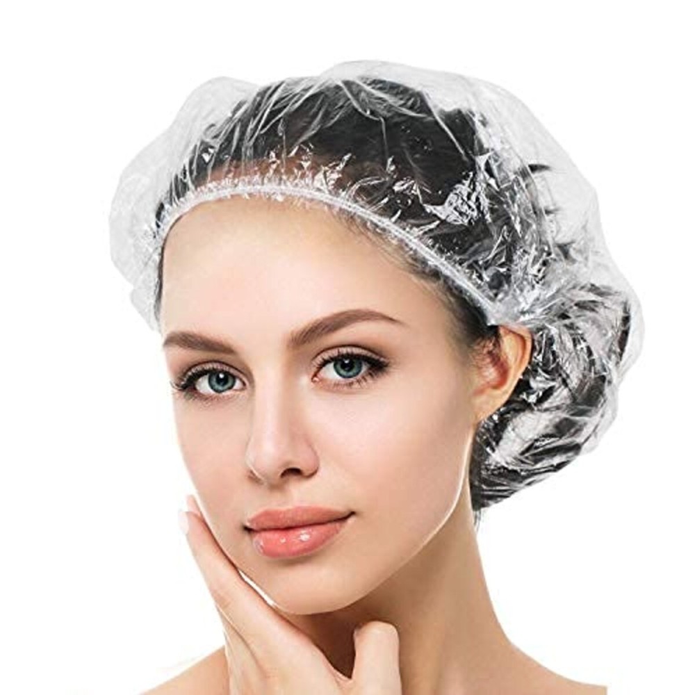 Auban 30PCS Disposable Shower Caps, Plastic Clear Hair Cap Large Thick Waterproof Bath Caps for Women, Hotel Travel Essentials Accessories Deep Conditioning Hair Care Cleaning Supplies(17.3)
