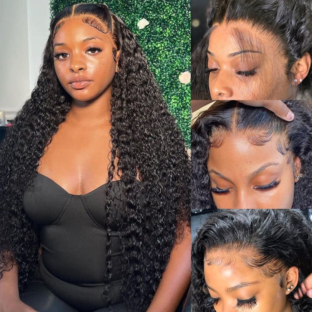 bangjazz 13x4 Deep Wave Lace Front Wigs Human Hair 180% Density Deep Wave Frontal Wigs Human Hair HD Lace 26 Inch Curly Wigs for Black Women Pre Plucked with Baby Hair Curly Lace Front Wig