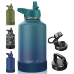 CIVAGO 64 oz Insulated Water Bottle With Straw, Half Gallon Stainless Steel Sports Water Flask Jug with 3 Lids (Straw, Spout and Handle Lid), Large Metal Thermal Cup Mug, Dark Night