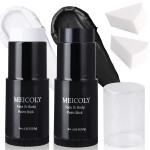 MEICOLY Black White Face Body Paint Stick Kit,1.06Oz Clown White Makeup Kit,2pcs Halloween Face Paint Grease Cream Mime Sticks,Joker Zombie Vampire Skeleton Cosplay with 2pcs Sponges