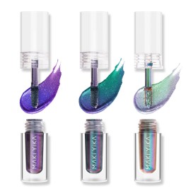 MAKI YIKA 3Pc Glitter Eyeshadow Liquid Multichrome Eyeshadows Long Lasting, Metallic Chameleon Eye Shadow Smudgeproof Holographic Eye Topper Glitters (1+3+6)
