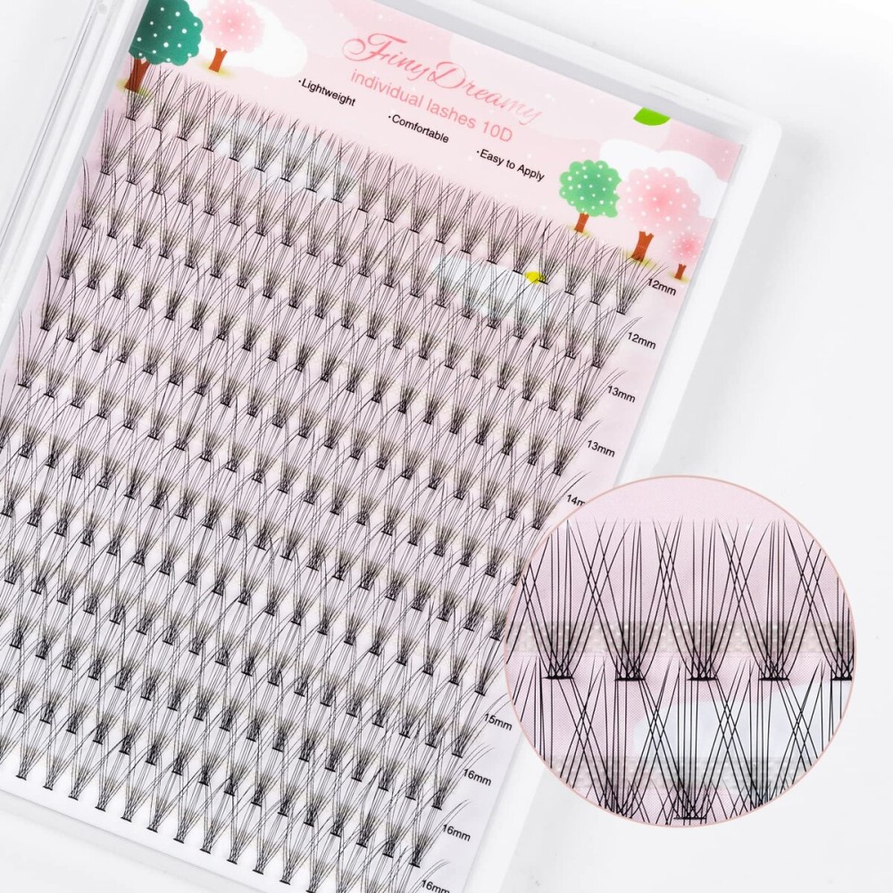 FinyDreamy 10D Lash Clusters 240pcs Individual Lash Extensions Natural Cluster Lashes 12-16mm Mix Lengths C Curl 0.07mm Thickness eyelash Individual Cluster Lashes Apply Under your Lashes(10D12-16mm)