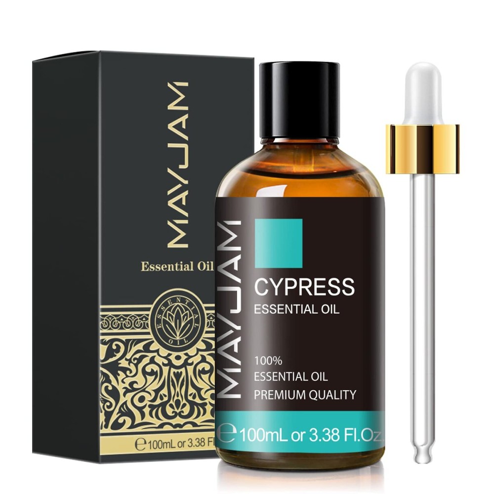 Cypress Essential Oil, MAYJAM 3.38fl.oz/100ml Cypress Oil with Glass Dropper, Ideal for Bedroom Living Room Office Use