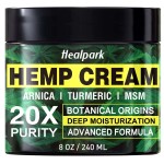 Healpark Hemp Cream 8 fl oz - Arnica,MSM, Turmeric, Emu Oil, Menthol, Aloe