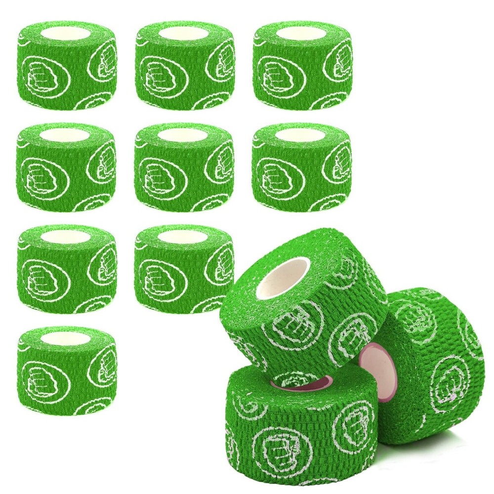 WOD Nation Weightlifting Hook Grip Athletic Tape - Sweat-Proof Athletic Tape for Thumb - Flexible Easy-Tear Gym Grip - Multi-Sport Versatility for Pull Ups - Pack of 12, 23 ft Rolls, Green