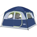 UNP Tents 6 Person Waterproof Windproof Easy Setup,Double Layer Family Camping Tent with 1 Mesh Door & 5 Large Mesh Windows -10\'X9\'X78in(H) (Dark Blue)