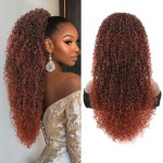 Youthfee 27 Drawstring Ponytail Deep Curly Heat Resistant Synthetic Instant Clip Ponytail Extension Protective Style Afro Kinky Curly Hair Pieces for Women