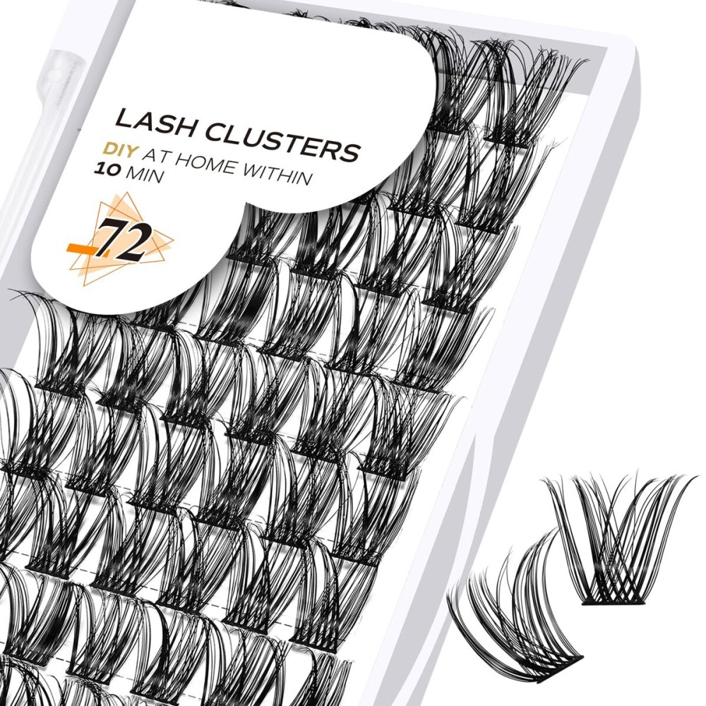 Lash Clusters B10 Mixed Tray DIY Eyelash Extensions 72 Clusters Lashes B&Q Eyelash Extensions Volume Wispy Individual Lash Clusters at Home Lash Extensions (B10,D-8-16MIX)