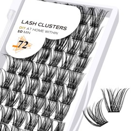 Lash Clusters B10 Mixed Tray DIY Eyelash Extensions 72 Clusters Lashes B&Q Eyelash Extensions Volume Wispy Individual Lash Clusters at Home Lash Extensions (B10,D-8-16MIX)