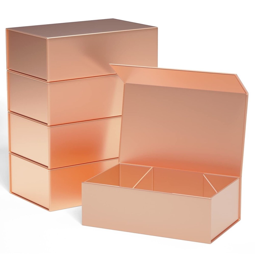 Gift Boxes 12x6x4 with Magnetic Closure Lid Gift Boxes for Presents,Bridesmaid Gifts Box,Cute Box,Luxury for Gift Packaging, Magnetic Gift Box for Wrapping Gifts (Rose Gold/5PCS)
