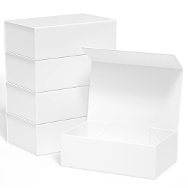 Gift Boxe 12 x 6 x 4 with Magnetic Closure Lid Gift Boxes for Presents,Bridesmaid Gifts Box,Cute Box,Birthday Gift box,Luxury for Gift Packaging, Magnetic Gift Box for Wrapping Gifts (White/5PCS)