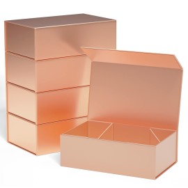 Gift Boxes 10x6x3 with Magnetic Closure Lid Gift Boxes for Presents,Bridesmaid Gifts Box,Cute Box,Luxury for Gift Packaging, Magnetic Gift Box for Wrapping Gifts (Rose Gold/5PCS)