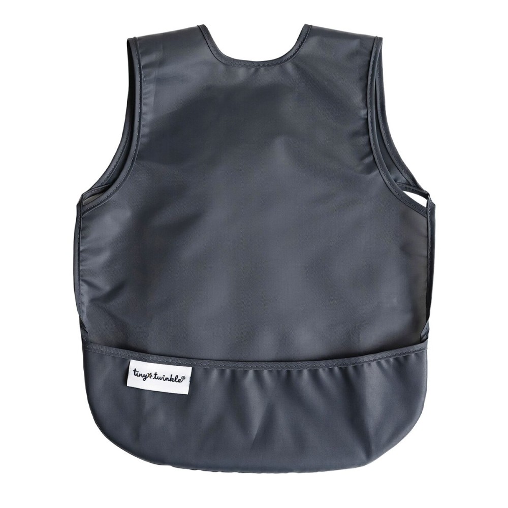 Tiny Twinkle Mess Proof Baby Bib for Boys | Waterproof Toddler Bib for Eating | Baby Apron for Feeding, Machine Washable | Perfect Shower Gift (Charcoal, 6-24M)