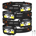 LHKNL Headlamp Rechargeable, Lumen Super Bright Motion Sensor Head Lamp Flashlight, Waterproof LED Headlight with White Red Light, 8 Mode Head Lights for Camping Cycling Running Fishing-4 Packs