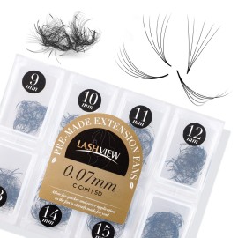 LASHVIEW 1000 Premade volume fans Mixed lengths 9-16mm loose Fans C, D Curl. Handmade eyelash extensions supplies Russian volume lash promade fan 5D,10D(0.07 5D C 9-16mm