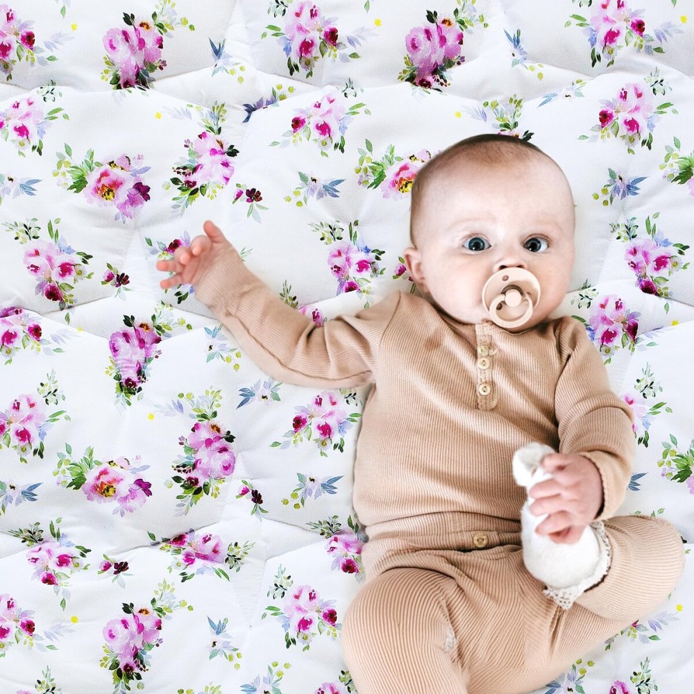 50 X 50 Baby Playpen Mat Fit for TODALE and Dripex Baby Playpen, One-Piece Crawling Mat Non Slip Padded Baby Mats for Playing 50x50 Inches, Floral