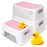 Pink Toddler Step Stool for Toilet, Two Step Stool for Kids Bathroom with Handle for Potty Training, Non-Slip Girls Small Heavy Duty Plastic Stool for Sink Bed Kitchen Counter (White-Pink)