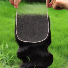 BEEOS 6x6 SKINLIKE Real HD Lace Closure Body Wave, Bleached Knots Pre-Plucked 0.10mm Ultra-thin Invisible Melted Swiss HD Lace Human Hair Closure 14 Inch