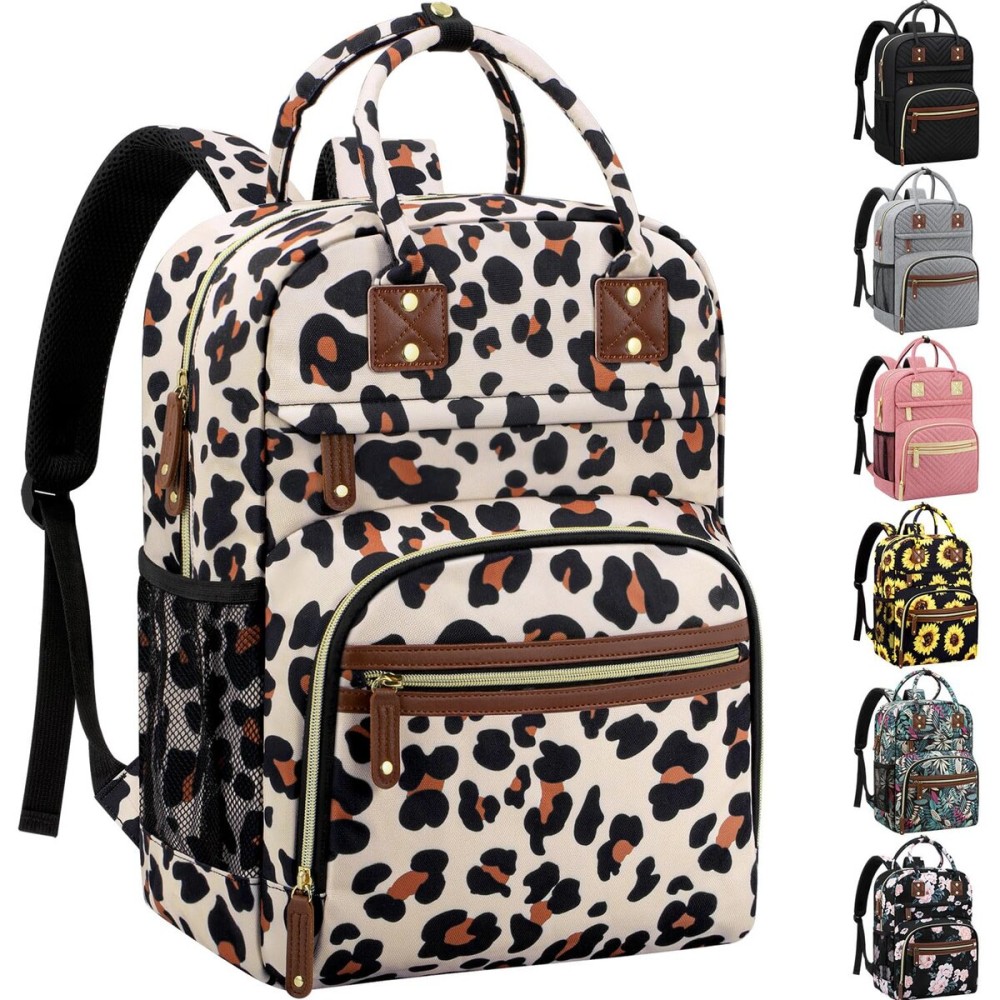 Diaper Bag Backpack Tote for Women Large Capacity, Baby with Insulated Pockets Multifunctional Bags For Girl Boy Waterproof Boys Girls Mama Maternity Travel Leopard