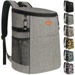 Camping Cooler Backpack 30 Cans, Soft Backpack Coolers Insulated Leak Proof Travel Cooler Bag Waterproof Lunch Picnic Beach Work Trip Thermal Bag Drink Beverage Beer Bag Cooler Grey