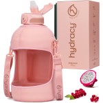 Hydracy 78 oz Water Bottle With Time Marker, 2 Liter Water Bottle With Straw, Half Gallon Gym Water Bottle With Strap, Reusable Water Bottles With Handle, Large Clear Water Bottles