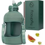 Hydracy 2.3L BPA-Free Tritan Plastic Water Bottle with Adjustable Shoulder Strap, Spill-Proof Lid, and Convenient Silicon Spout for Hydration on the Go