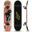 Sefulim 31 x 8 Inch Complete Skateboard 7 Layer Canadian Maple Double Kick Deck Concave Cruiser Trick Skateboard for Boys Girls Teens Adults Beginner