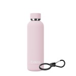 Exllena Slim Insulated Water Bottles for Travel 18oz with Clip, Double Wall Vacuum Stainless Steel Water Bottle Keeps Drinks Cold 24 Hrs/Hot 12 Hrs, 100% Leakproof, BPA Free(Pink)