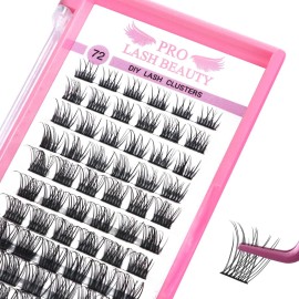 Cluster Lashes, 72 Pcs Individual Lashes, Lash Clusters DIY Eyelash Extension, Natural Lashes Super Thin Band Reusable Soft & Comfortable (Natural-C-10mm)